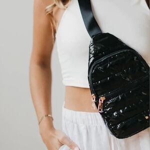 BCBGeneration Glossy Black Crossbody Bag